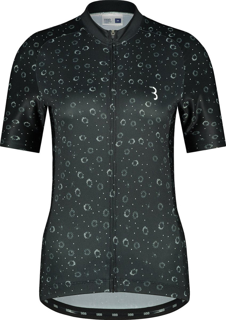 Bbb Cycling Radtrikot Damen Kurzarm Donnafit – Radtrikot Damen Kurzarm – Bequemes und schnell trocknendes Radtrikot Damen – Schwarze Blumen – Größe XL – BBW-412