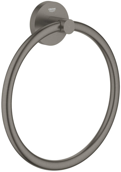 Grohe Start Handtuchring – Wandmontage – Schrauben oder Kleben – Metall – Hartgraphit gebürstet
