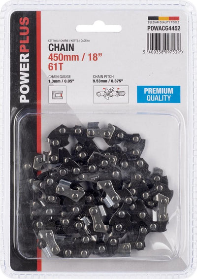 Powerplus-Kette für Kettensäge POWACG4452 – Schwertlänge 450 mm, 61 T – 18 Zoll, Sägekette, Gartengeräte