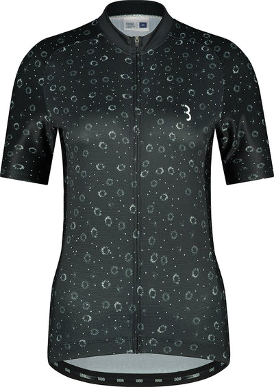 Bbb Cycling Radtrikot Damen Kurzarm Donnafit – Radtrikot Damen Kurzarm – Bequemes und schnell trocknendes Radtrikot Damen – Schwarze Blumen – Größe L – BBW-412