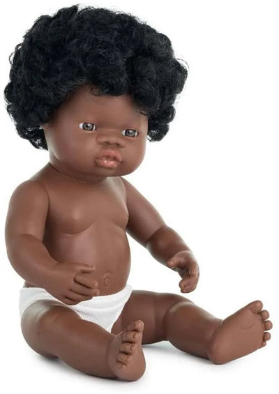 Miniland-Puppe – Afrikanische Mädchenpuppe 38 cm – mit Vanilleduft – 10 Monate