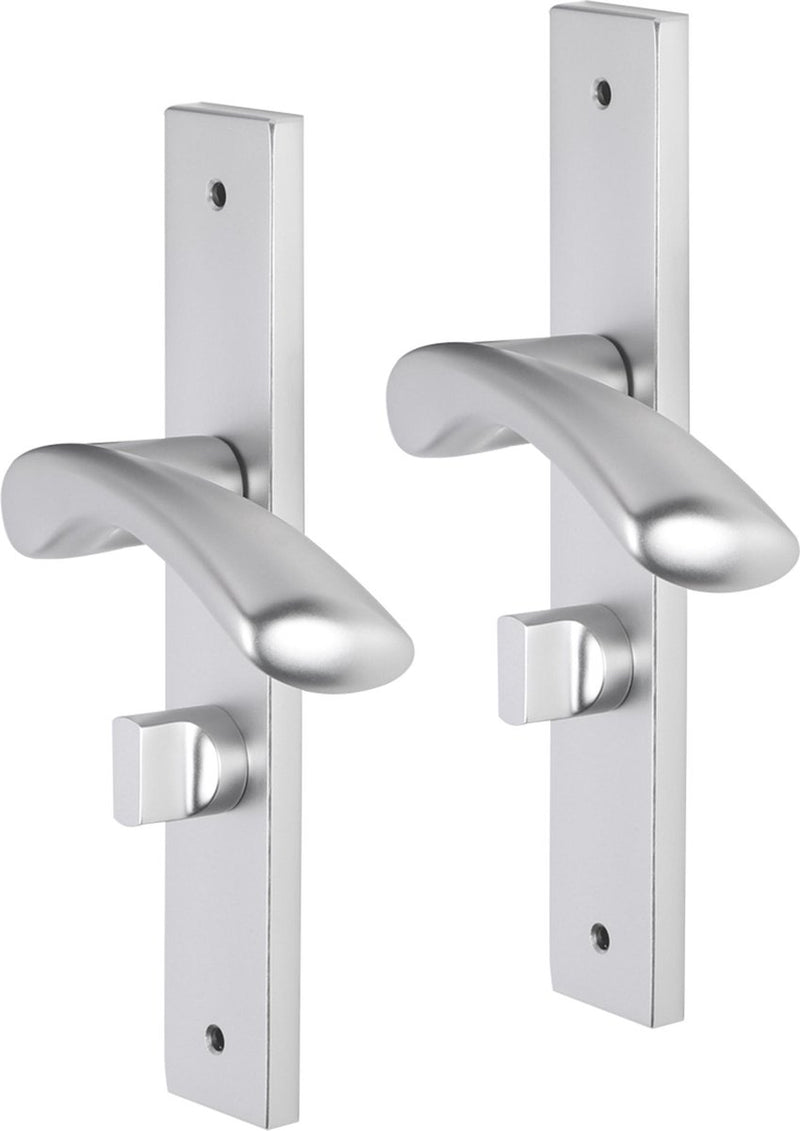Impresso Türgriff – Oxford – für den Innenbereich – quadratisches Türschild mit Schrauben und WC-Schloss – Aluminium – 2 Stück