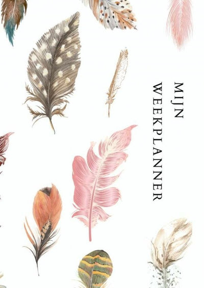 Markenloser Sans-Marque-Wochenplaner – Arbeitsplaner – A4 – Boho – Weiß – Feder – undatiert – Agenda – Tagesplaner