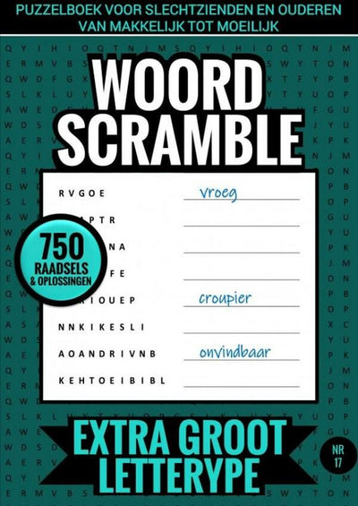 Markenloses Sans-Marque-Rätselbuch für Sehbehinderte und ältere Menschen, von leicht bis schwer – Worträtsel – extra große Schriftart – Nr. 17