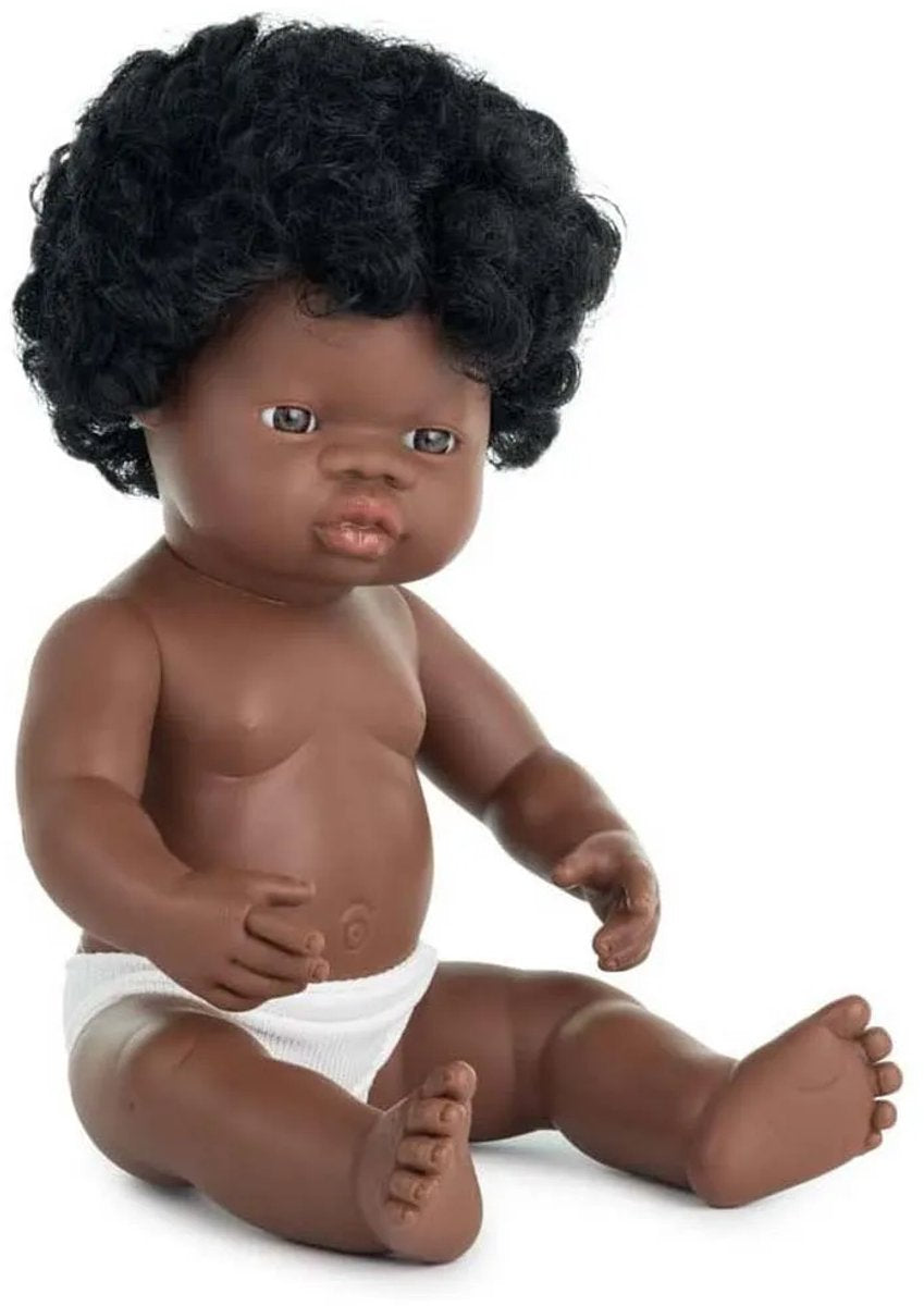 Miniland-Puppe – Afrikanische Mädchenpuppe 38 cm – mit Vanilleduft – 10 Monate