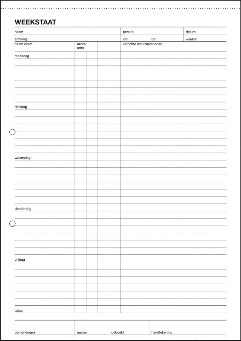 Wochenplan Sigel A4 weiß 210 mm x 250 x 5