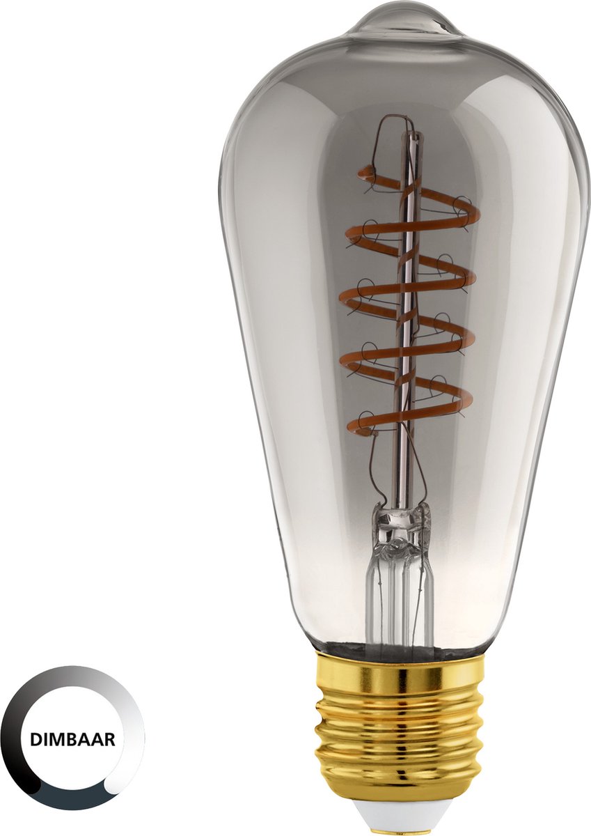 Eglo LED-Lampe - E27 - ø 6,4 cm - st64 - Rauch - 2000k - dimmbar