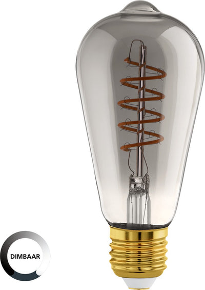 Eglo LED-Lampe - E27 - ø 6,4 cm - st64 - Rauch - 2000k - dimmbar