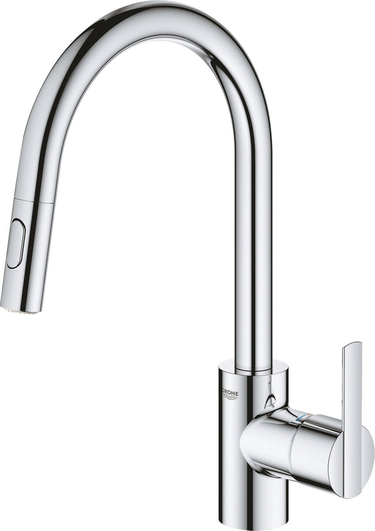 Grohe Quickfix Feel Küchenarmatur – schwenkbarer Auslauf – ausziehbare Handbrause – Chrom