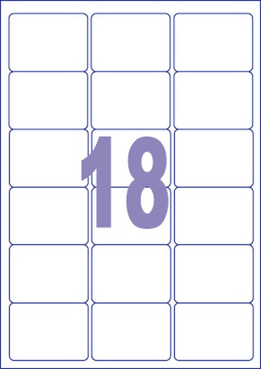 Kangaro-Etikett – Universaletiketten – Tintenstrahl-Laserkopie – 63,5 x 46,6 mm – 100 Blatt – 18 Aufkleber pro Blatt – k-6346
