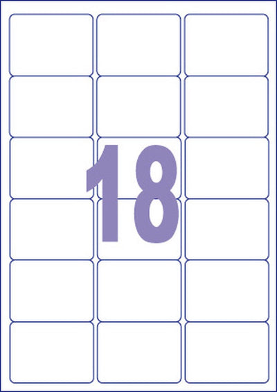 Kangaro-Etikett – Universaletiketten – Tintenstrahl-Laserkopie – 63,5 x 46,6 mm – 100 Blatt – 18 Aufkleber pro Blatt – k-6346