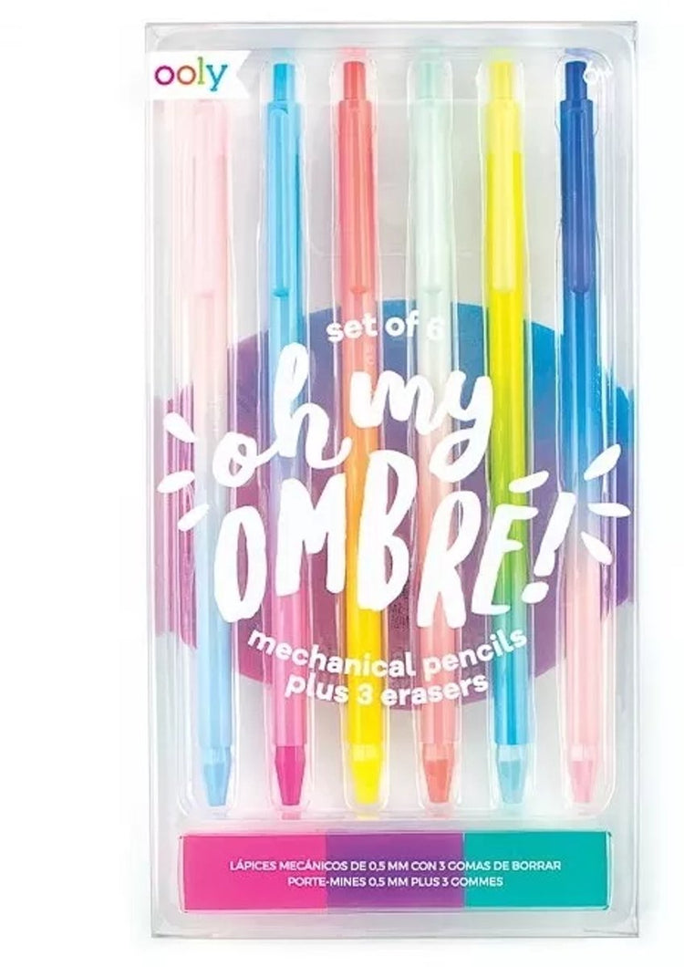 Ooly – oh mein Ombre! Druckbleistifte – 6 Bleistifte mit Radiergummi und Regenbogenfarben