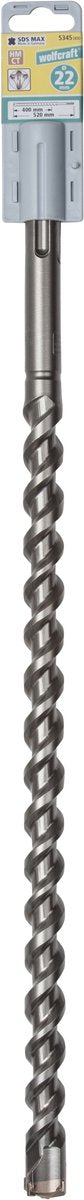 Wolfcraft – Betonbohrer 22 mm – SDS max – 520 mm lang – Hartmetall für Betonbohrer – 5345000