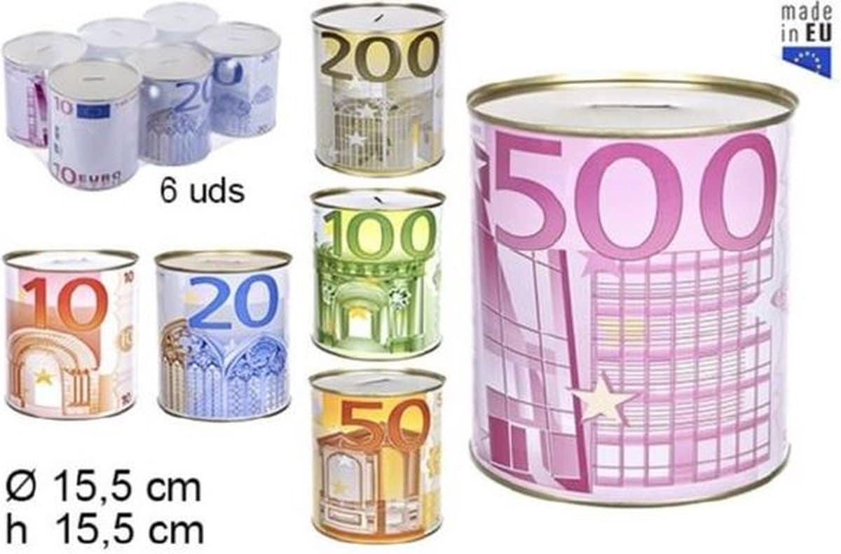 Jonotoys große Spardose mit Euro-Banknoten-Aufdruck 15 x 15 cm