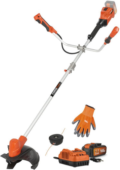 Powerplus Dual Power Akku-Freischneider powdpgbcs1 – 2-in-1 Rasenmäher und Rasentrimmer von 40 V, mit Akku und Ladegerät, Rucksack, Gartengeräte