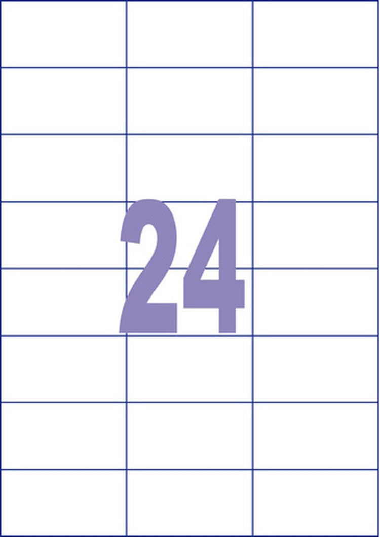 Kangaro-Etiketten – universell – Tintenstrahl-Laserkopie – 70 x 37 mm – 25 Blatt – 24 Aufkleber pro Blatt – k-7037-25