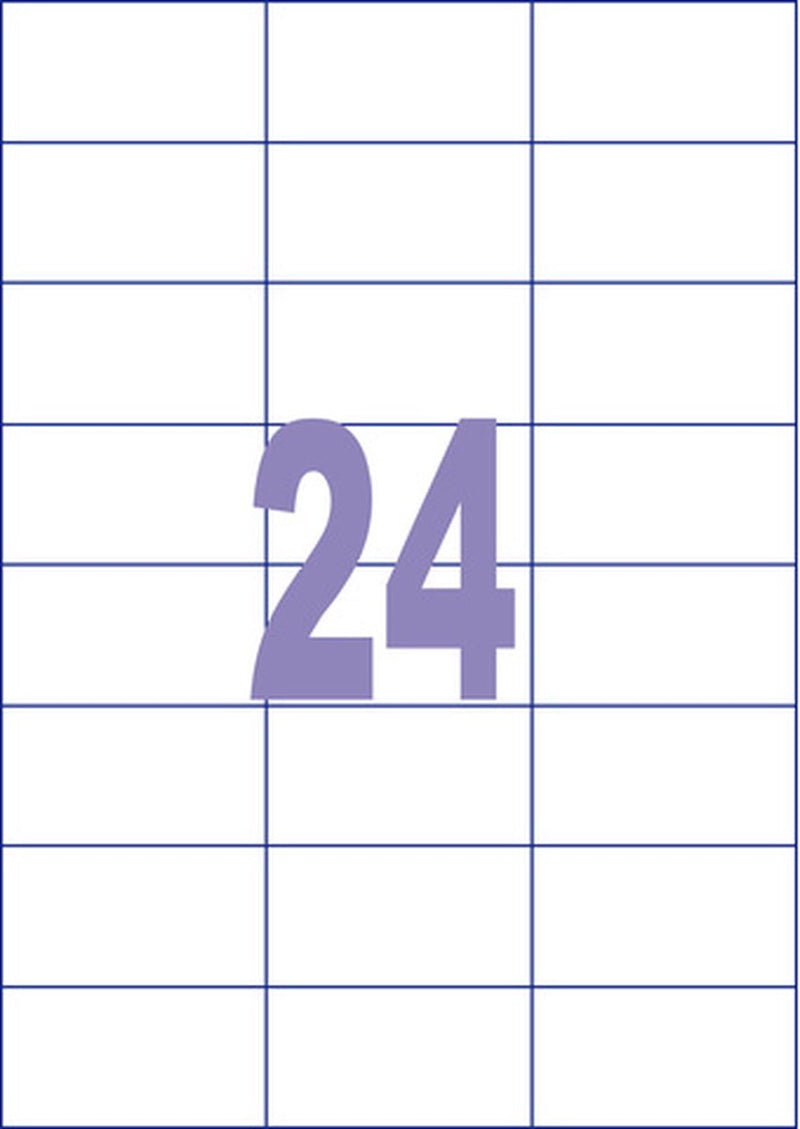 Kangaro-Etiketten – universell – Tintenstrahl-Laserkopie – 70 x 37 mm – 25 Blatt – 24 Aufkleber pro Blatt – k-7037-25