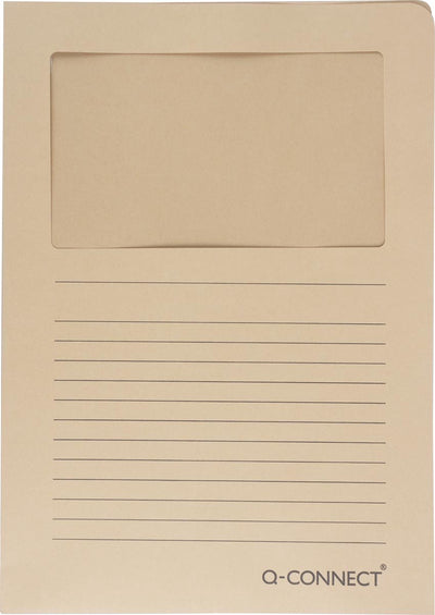 Q-connect L-Karte mit Fenster | 120 g m² | a4 | Packung mit 100 Stück | Kraft