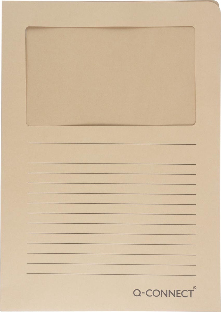 Q-connect L-Karte mit Fenster | 120 g m² | a4 | Packung mit 100 Stück | Kraft