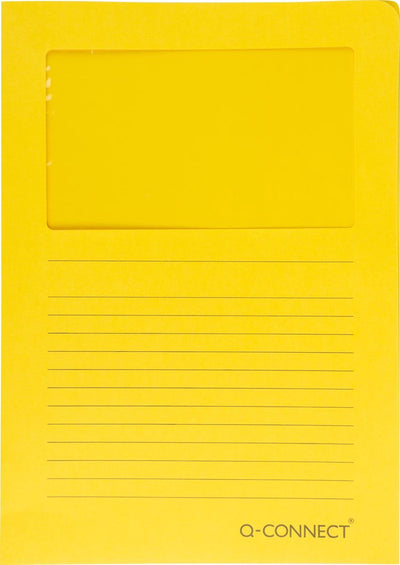 Q-connect L-Karte mit Fenster | 120 g m² | a4 | Packung mit 100 Stück | gelb