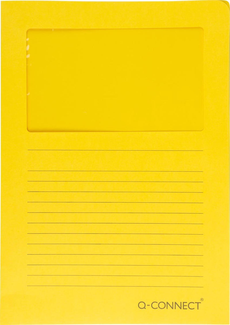 Q-connect L-Karte mit Fenster | 120 g m² | a4 | Packung mit 100 Stück | gelb