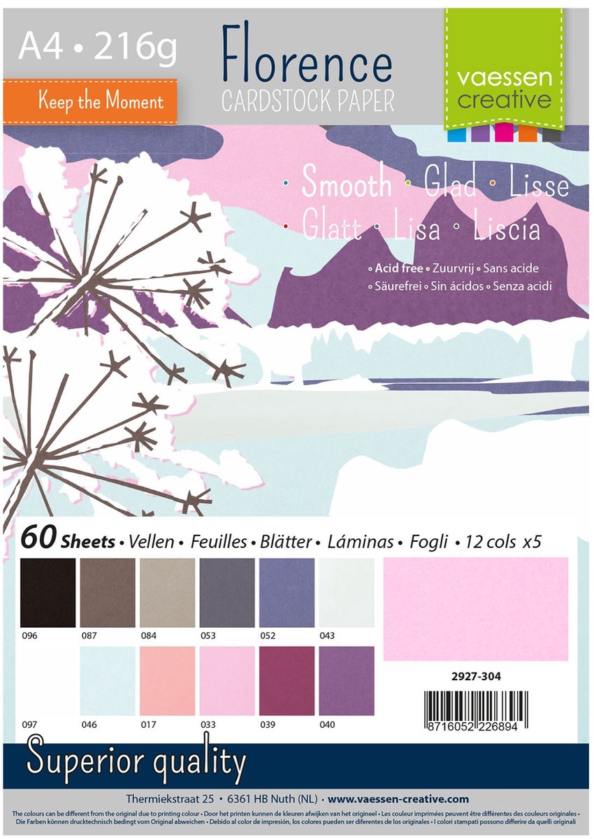 Florence Vaessen Creative-Karton – Multipack Winter – A4 – 60 Blatt – glatt – 216 g