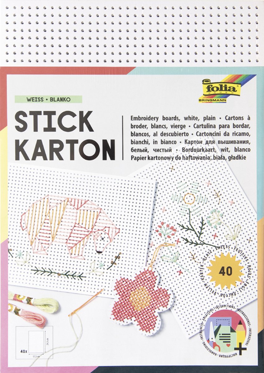 Markenloser Sans-Marque-Stickkarton, kreativer Bastelkarton, mehrfarbig, 40 Blatt, 17,5 x 24,5 cm.