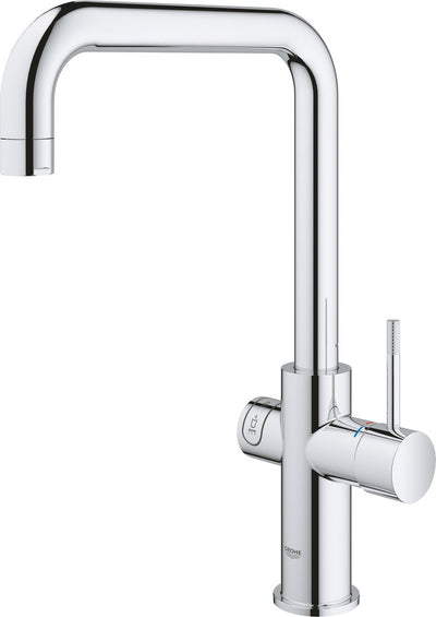 Grohe roter 3-in-1-Kochwasserhahn – U-Auslauf – 7-Liter-Boiler – mit Mischventil – Chrom