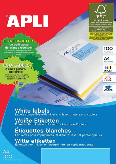 Weiße Apli-Etiketten, 63,5 x 46,6 mm (B x H), 1.800 Stück, 18 pro Blatt (2415)