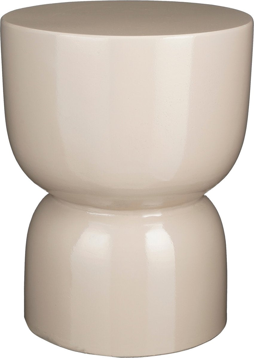 Bühnen-Beistelltisch mit Glimmerdekorationen – H45 x ø35 cm – Zement – Beige