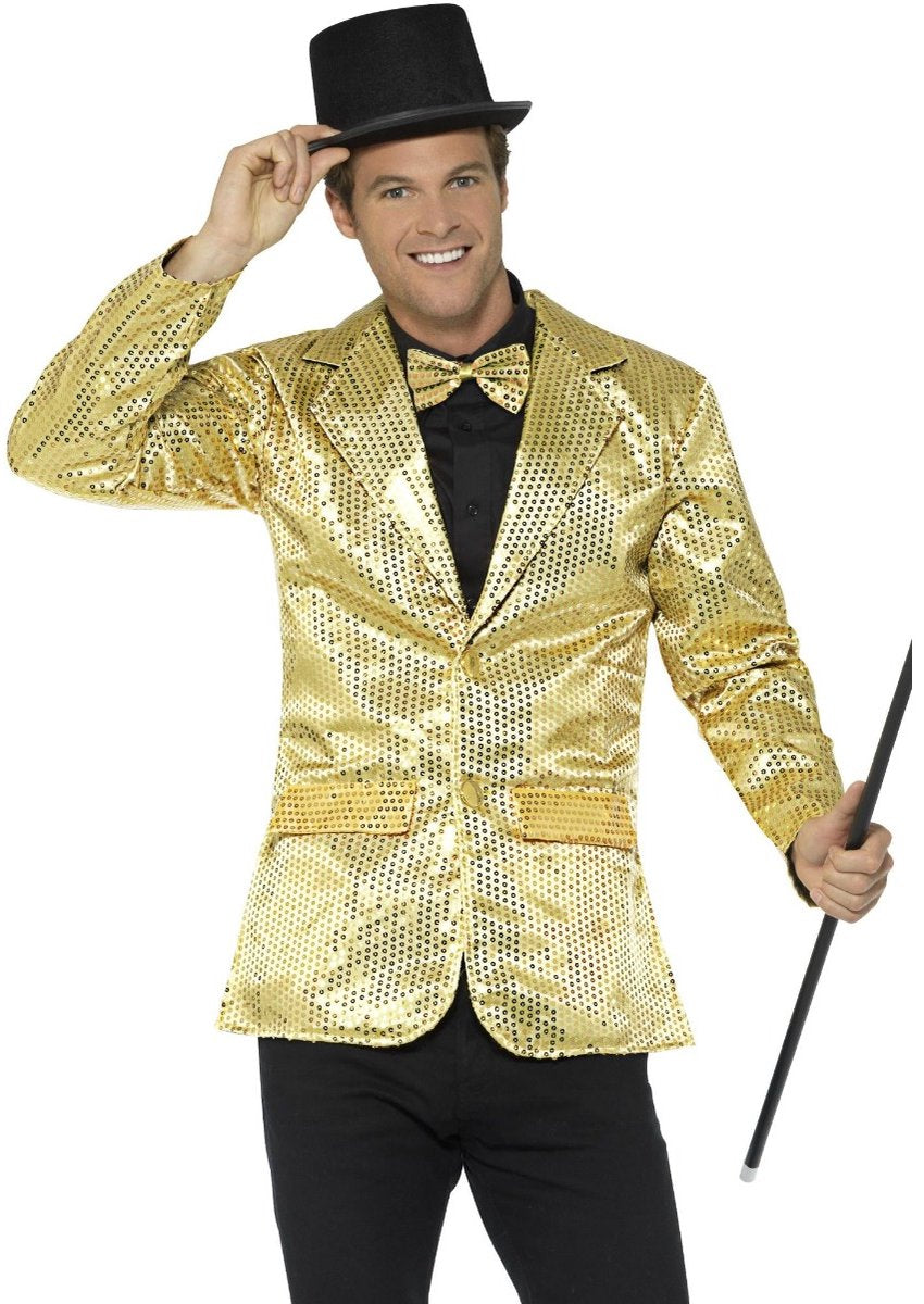 Smiffys Jacke mit goldenen Pailletten – Größe L