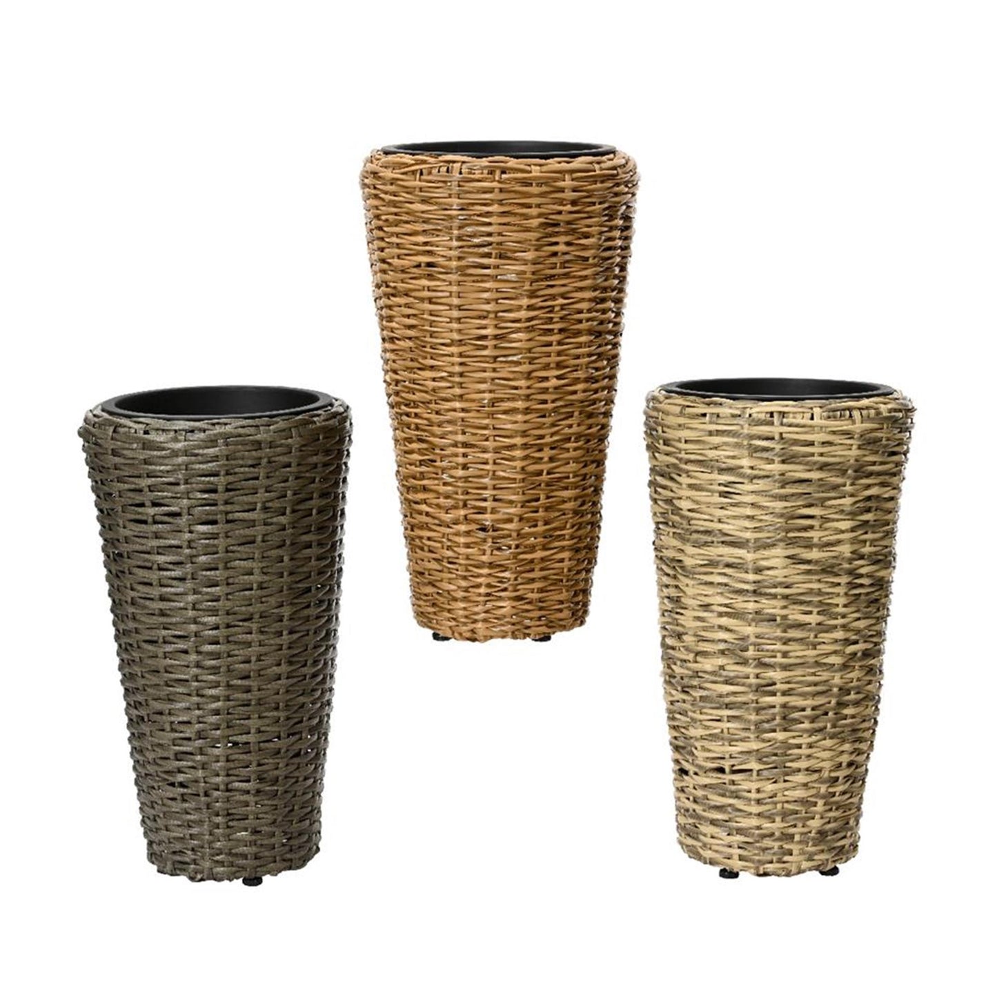 Decoris Blumentopf Rattan H50cm 3 Sortiert