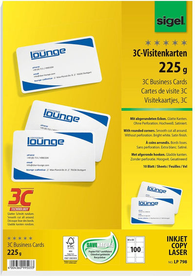 Abi-Visitenkarten LP798 Sigel 85x55mm 225g m2 ultraweiß abgerundete Ecken