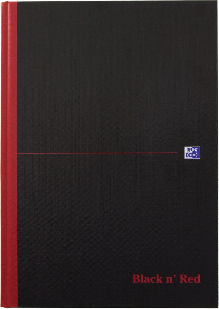 Oxford-Notizbuch, schwarz und rot, A4, 96 Blatt, liniert, sortiert.