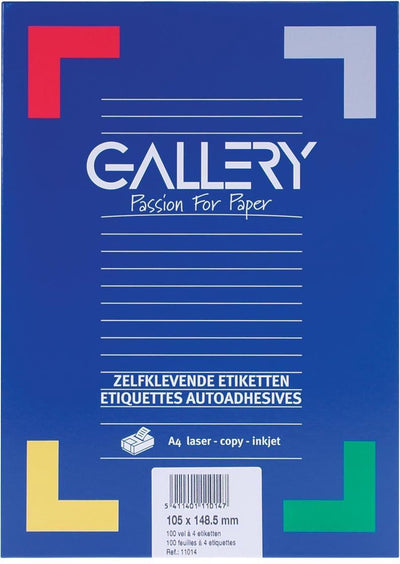 Galerie weiße Etiketten ft 105 x 148 | 5mm (B x H) | rechte Winkel | Karton mit 400 Etiketten