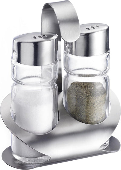 Westmark Salz- und Pfefferset, 3-teilig, Inhalt: je 40 ml, Edelstahlglas, weiß, silber transparent, 65022260