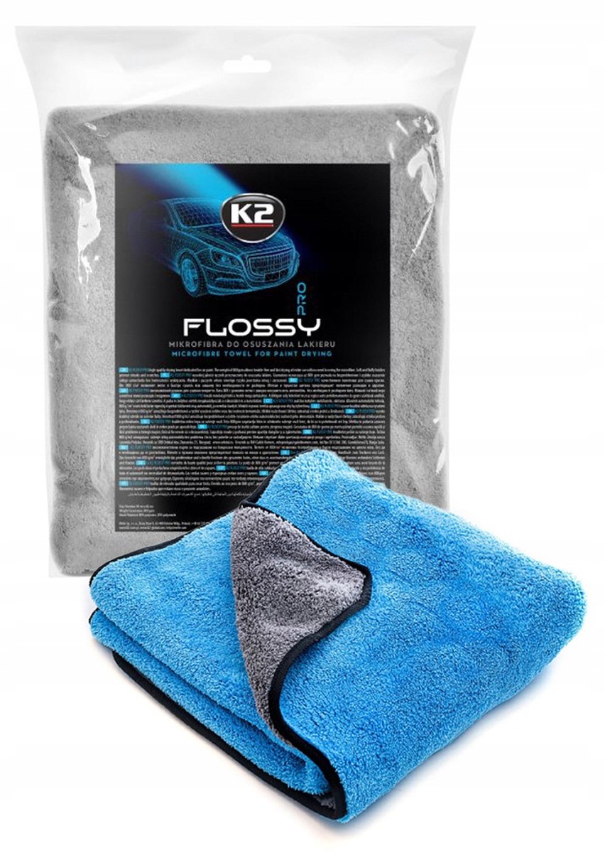 K2 Flossy Pro – Mikrofaserhandtuch – 60 x 90 cm – Graublau – 800 g/m²