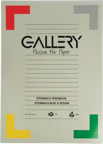 Galerie Steinbach Zeichenblock, gekörnt, Größe 297 x 42 cm (A3), 250 g/m², Block mit 20 Blatt