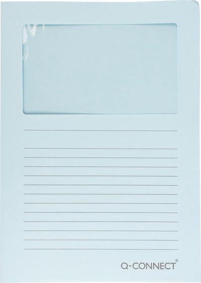 Q-connect L-Karte mit Fenster | 120 g m² | a4 | Packung mit 100 Stück | hellblau