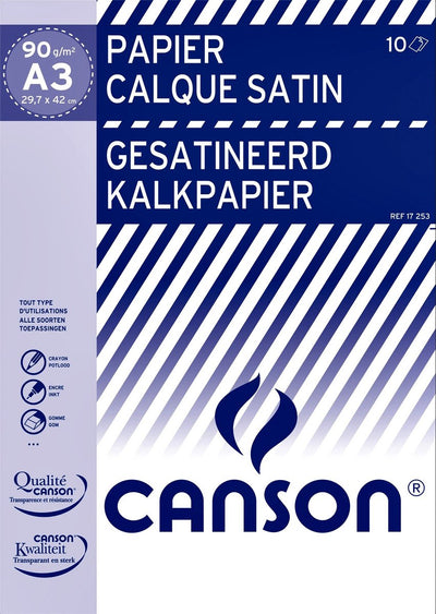 Canson Transparentpapier im Format 297 x 42 cm (A3), Karton mit 10 Blatt