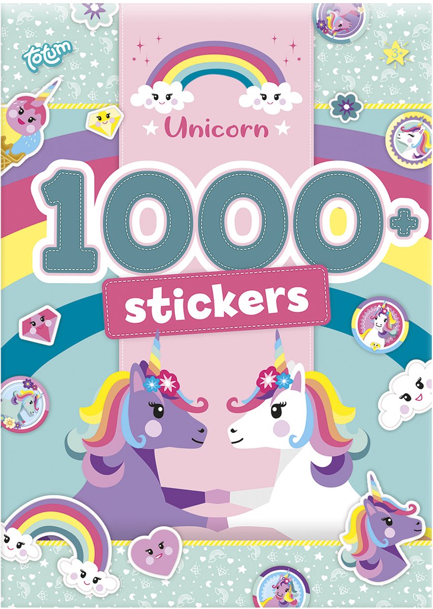 Totum Einhorn A4 Stickerbuch 1000 Aufkleber – 20 Seiten mit Einhorn-Thema – Spielzeug-Bastelaufkleber – ab 3 Jahren