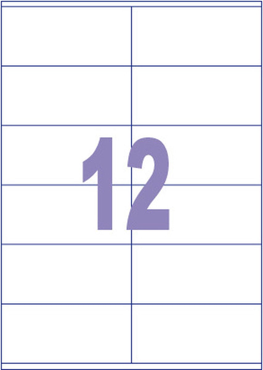 Kangaro-Etikett – Tintenstrahl-Laserkopie – 105 x 48 mm – 100 Blatt – 12 Aufkleber pro Blatt – k-10548
