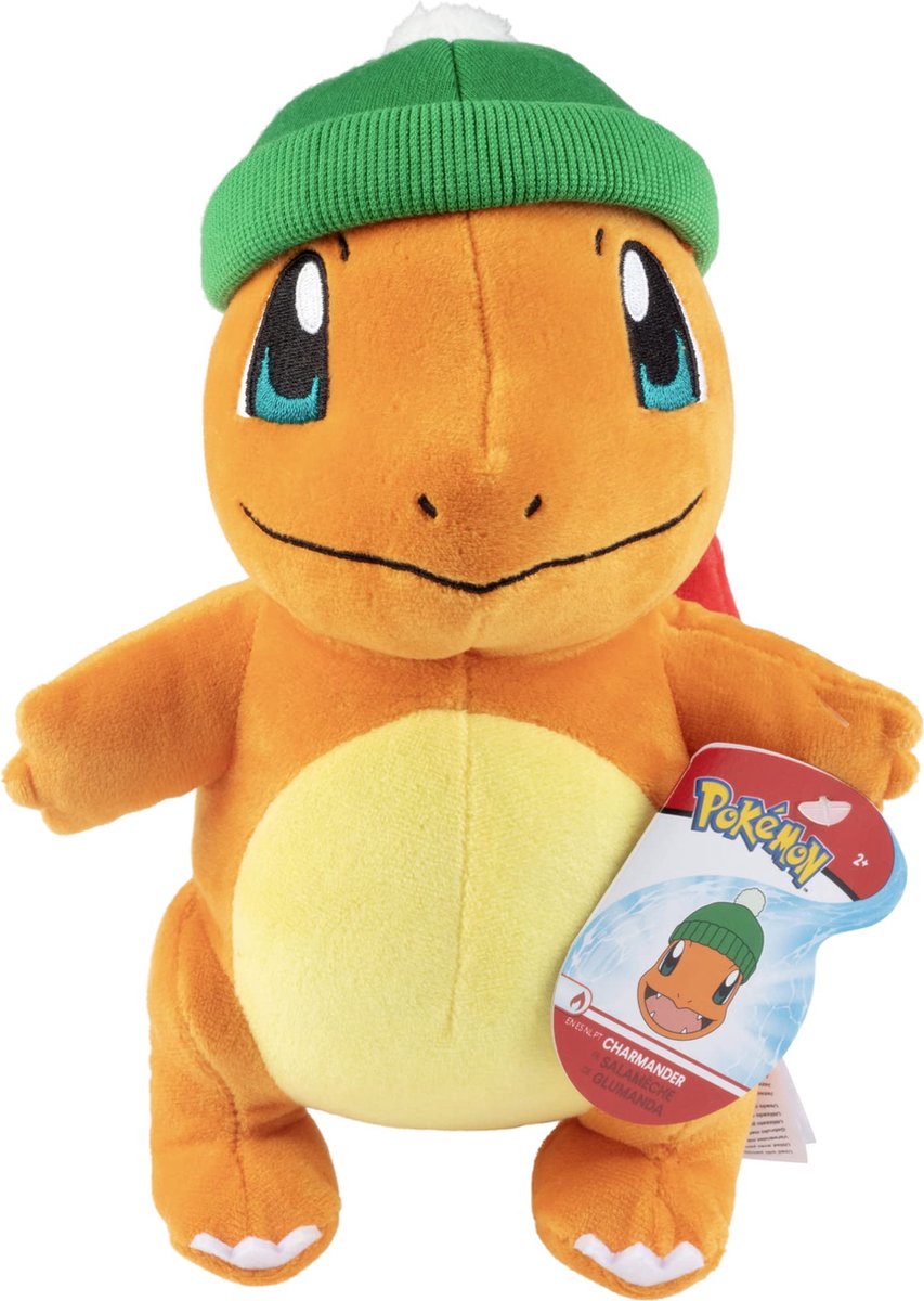 Pokémon-Feiertagsplüsch – Glumanda mit Wintermütze, 20 cm