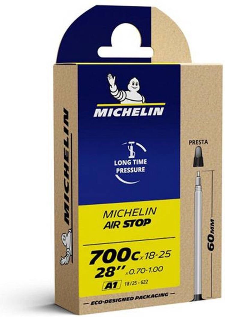Michelin-Schlauch 28 Zoll – Airstop A1 – französisches (Presta-)Ventil – Ventillänge: 60 mm – ETRTO-Größe: 18 25-622