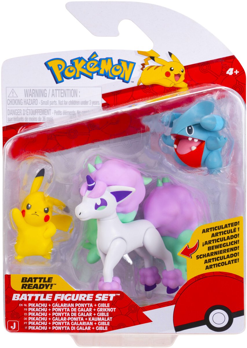 Jazwares Pokémon – Kampffiguren-Set (3er-Pack: Gible, Pikachu #5 Galarian Ponyta) w26