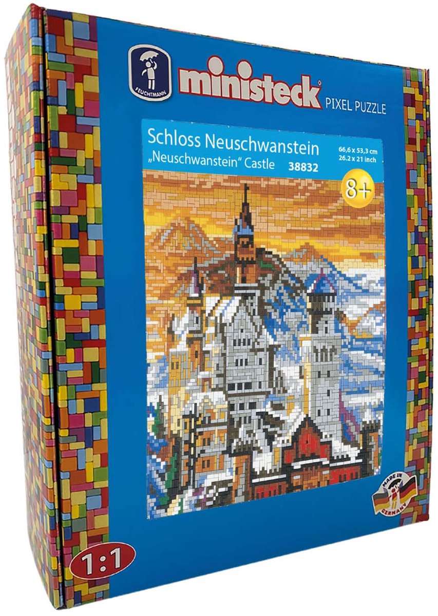 Ministeck Baukasten Schloss Neuschwanstein - XXL-Mosaikbox - 9800 Teile.