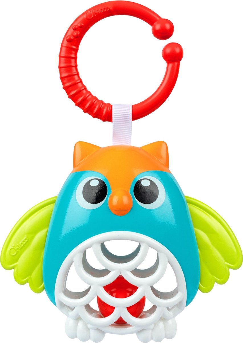 Chicco Eulenrassel – Buggy-Spielzeug mit Beißring | sensorisches Babyspielzeug (3-24 m)