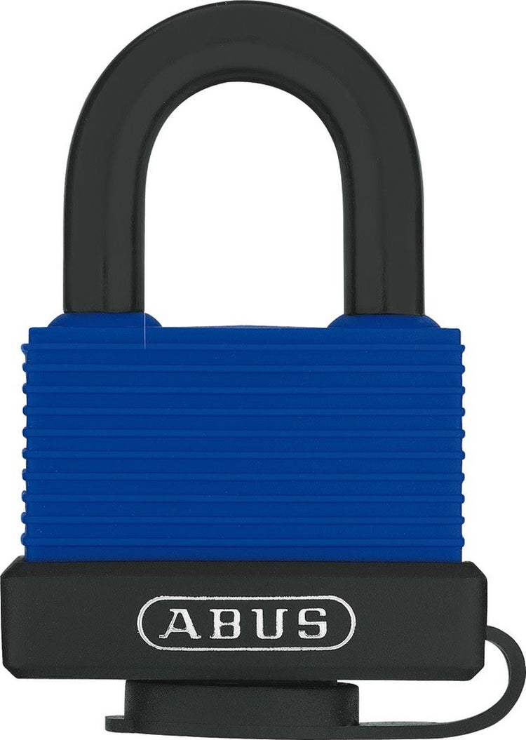 Abus Vorhängeschloss – 49 mm – Messing-Edelstahlbügel – Kunststoffmantel (im Blister verpackt)