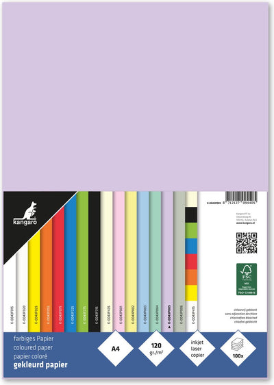 Kängurupapier – A4 – 120 Gramm FSC – Packung mit 100 Blatt – Pastellflieder – K-0043P005