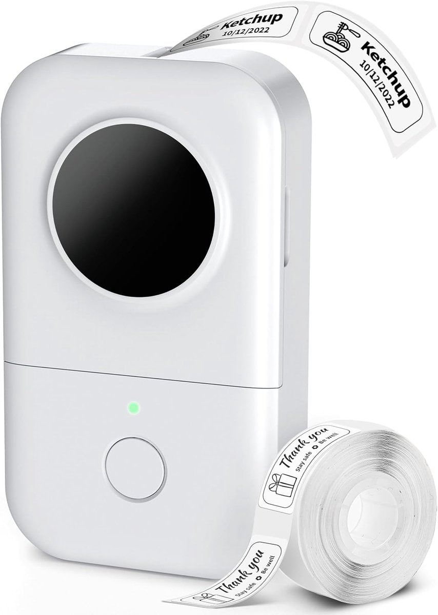 Phomemo d30 – intelligenter Mini-Etikettendrucker – tragbarer Bluetooth-Etikettendrucker – tintenloser Thermodirektdruck – kompakt, leicht – Smartphone-App-Integration – DIY-Organisationsetikettenerstellung – Weiß